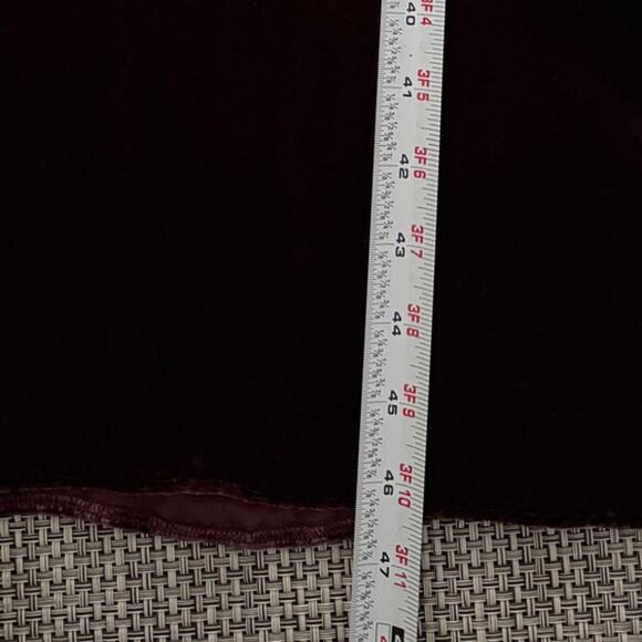 KACHEL BY ANTHROPOLOGIE Silk Velvet V-neck Short Sleeve Midi Dress 12 Burgundy - Picture 7 of 7